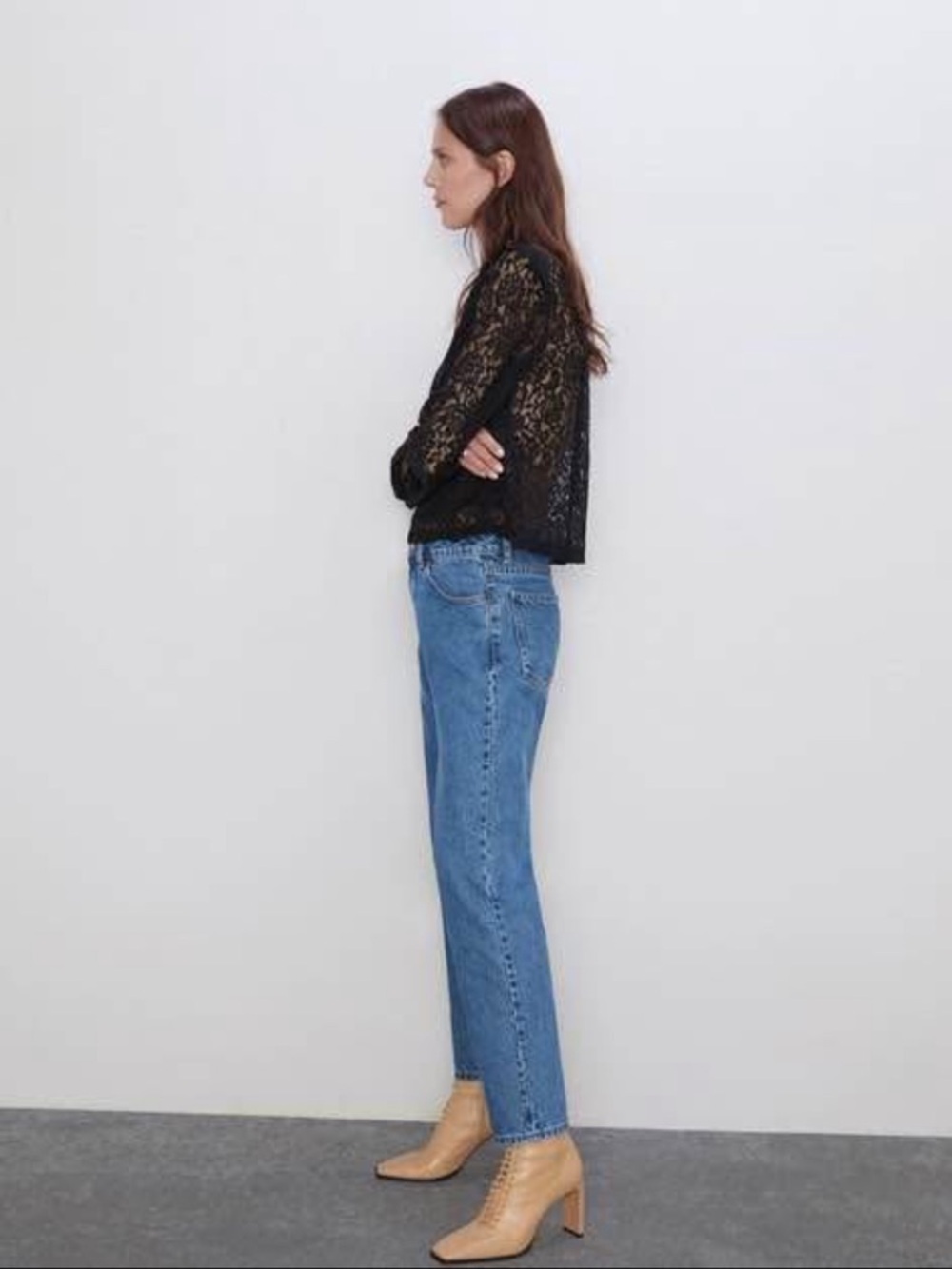 Zara Black Lace Long Sleeve Top - Picture 3 of 8